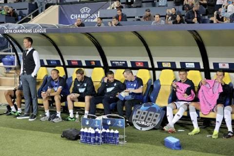 Head coach of TSG 1899 Hoffenheim Julian Nagelsmann (L) and substitute players are seen on the sideline before the start of the UEFA Champions League Group F match against FC Shakhtar Donetsk at the Metalist Stadium, Kharkiv, northeastern Ukraine, September 19, 2018. Ukrinform. Shakhtar vs. Hoffenheim in Kharkiv  Copyright: xVyacheslavxMadiyevskyyx