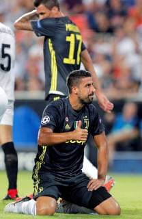 Juventus German midfielder Sami Khedira during the UEFA Champions League first round groups phase match between Valencia CF and Juventus, at the Mestalla stadium, in Valencia, Valencian Community, Spain, 19 September 2018. Valencia FC vs. Juventus !ACHTUNG: NUR REDAKTIONELLE NUTZUNG!  Copyright: xKaixForsterlingx VAL03 20180919-636729902252710671