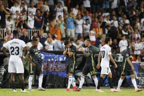 VALENCIA, 19-09-2018, Stadium Mestalla, season 2018 2019, Champions League football. Juventus player Cristiano Ronaldo gets a red card and is sent off the pitch during the match Valencia CF - Juventus Valencia - Juventus  x2477286x