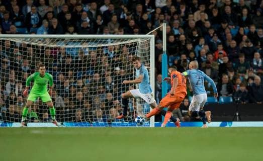 Manchester City v Olympique Lyonnais UEFA Champions League Nabil Fekir of Lyon scores his team s 2nd goal to make it 2-0 during the UEFA Champions League match at the Etihad Stadium, Manchester Content Not Available For UK Newspapers Copyright: xRussellxHartx FIL-12297-0013