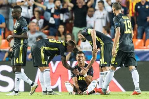 Cristiano Ronaldo dos Santos Aveiro of Juventus FC was send off during the UEFA Champions League group H match between Valencia FC and Juventus FC at Estadi de Mestalla on September 19, 2018 in Valencia, Spain UEFA Champions League 2018 2019 xVIxVIxImagesx xGerritxvanxKeulenxIVx 12173899