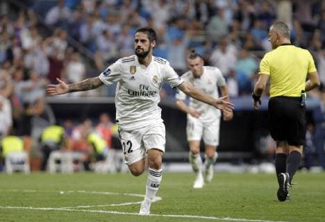 Soccer match between Real Madrid and Roma of the Champions League 2018 2019 held at the Santiago Bernabeu stadium in Madrid Photo Jose Cuesta 261 Cordon Press Isco celebrates after scoring  xJosexLuisxCuestax xx