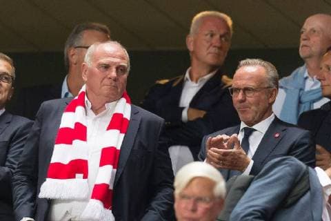 Lisbon Portugal 19 09 2018 UEFA Champions League 2018 19 Season Group Stage Group E 1 Gameday Benfica Lisbon FC Bayern Munich Uli Hoeness FCB and Karl Heinz Rummenigge FCB are watching DeFodi053