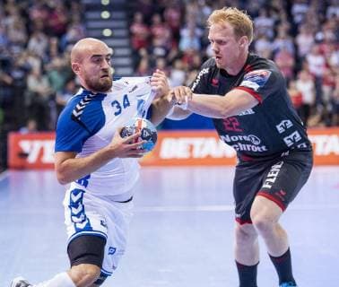 Arber Qerimi HC PPD Zagreb against Anders Zachariassen SG Flensburg Handewitt on 19 09 2018 in Flensburg Schleswig Holstein in the Flens Arena SG Flensburg Handewitt against HC PPD Zagreb Flensburg Schleswig Holstein Germany Copyright: xMartinxZiemerx xnordpoolx