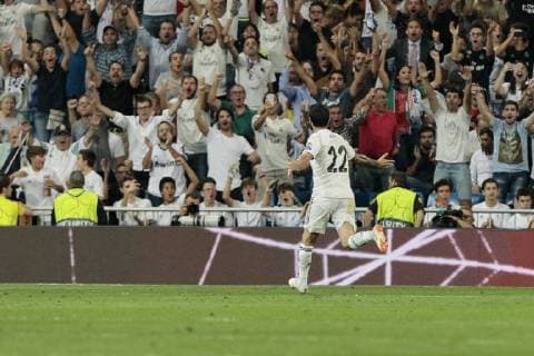 Real Madrid s Francisco Alarcon Isco celebrates goal during Champions League match. September 19, 2018.  (201809190029)