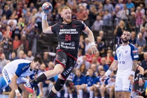Jim Gottfridsson SG Flensburg Handewitt throws on the 19 09 2018 in Flensburg Schleswig Holstein in the Flens Arena on goal SG Flensburg Handewitt against HC PPD Zagreb Flensburg Schleswig Holstein Germany Copyright: xMartinxZiemerx xnordpoolx