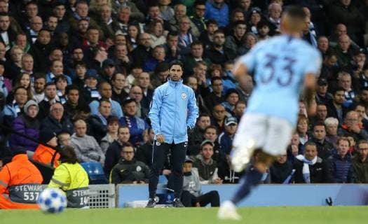 Man City assistant manager Mikel Arteta looks on during the UEFA Champions League match between Manchester City and Olympique Lyonnais at the Etihad Stadium, Manchester, England on 19 September 2018. Copyright: xDavidxHornx PMI-2241-0027