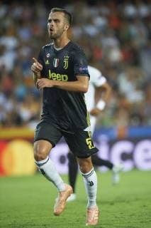 BARCELONA, 19-09-2018. Champions League 2018 2019, date 1. Valencia-Juventus. MIralem Pjanic of Juventus celebrates his goal during the game Valencia - Juventus Valencia - Juventus  x2477447x