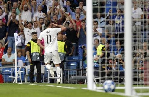 Soccer match between Real Madrid and Rome of the Champions League 2018 2019 held at the Santiago Bernabeu stadium in Madrid Photo Jose Cuesta 261 Cordon Press Gareth Bale celebrates after score  xJosexLuisxCuestax xx
