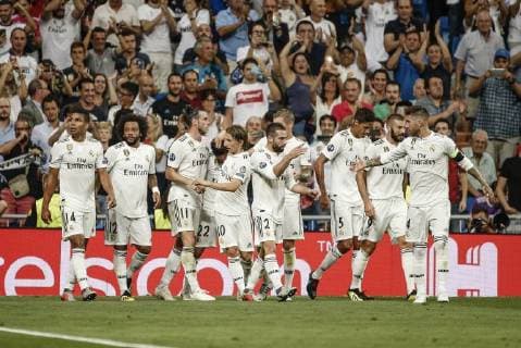 19th September 2018, Santiago Bernabeu, Madrid, Spain; UEFA Champions League football, Real 19th September 2018, Santiago Bernabeu, Madrid, Spain; UEFA Champions League football, Real Madrid versus AS Roma; Francisco Alarcon, ISCO (Real Madrid) celebrates as he scores to make it 1-0  ActionPlus12063875 ShotxforxPress