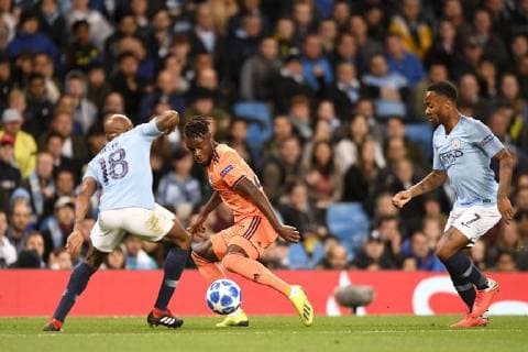 27 MAXWEL CORNET (OL) - 07 RAHEEM STERLING (MAN) FOOTBALL : Manchester City vs Lyon - Ligue des Champions - 19 09 2018 AnthonyBIBARD FEP Panoramic 