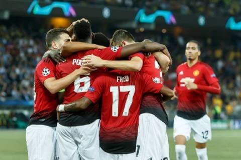 Berne Switzerland 19 09 2018 UEFA Champions League 2018 19 Season Preliminary Round Group Stage Group H 1 Gameday BSC Young Boys Manchester United cheering Torjubel for Paul Pogba MAN after the strike to 0 2 DeFodi048