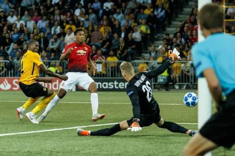 Berne Switzerland 19 09 2018 UEFA Champions League 2018 19 Season Preliminary Round Group Stage Group H 1 Gameday BSC Young Boys Manchester United Goal 0 3 scored Anthony Martial MAN DeFodi048