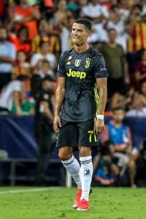 19th September 2018, Mestalla, Valencia, Spain; UEFA Champions League football, Valencia versus Juventus; Cristiano Ronaldo of Juventus Turin leaves the pitch after being shown a red card for a foul and sent off  ActionPlus12063909 PedroxSalado
