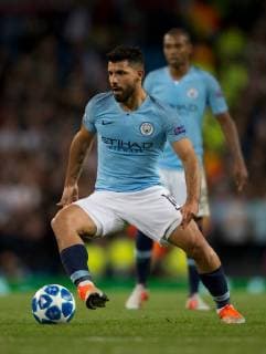 Manchester City v Olympique Lyonnais UEFA Champions League Sergio Aguero of Manchester City collects the ball during the UEFA Champions League match at the Etihad Stadium, Manchester Content Not Available For UK Newspapers Copyright: xRussellxHartx FIL-12297-0030