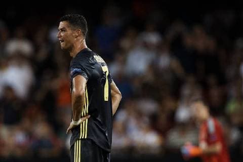 September 19, 2018 - Valencia, Valencia, Spain - Cristiano Ronaldo of Juventus cries after taking a red card during the UEFA Champions League group H match between Valencia CF and Juventus at Mestalla on September 19, 2018 in Valencia, Spain Valencia v Juventus - UEFA Champions League  - ZUMAn230 20180919_zaa_n230_200 Copyright: xDavidxAliagax