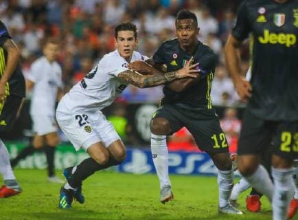 during the match between Valencia CF and Juventus FC on September 19 2018 at Mestalla stadium in Valencia Spain  xCarlaxCortesx xValenciaxCFxvsxJuventusxFCx