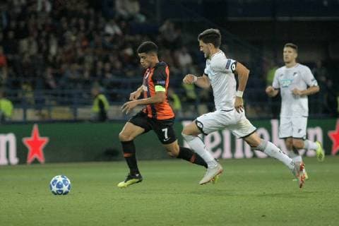 Midfielder Taison (L) of FC Shakhtar Donetsk is seen in action with midfielder Florian Grillitsch of TSG 1899 Hoffenheim during the UEFA Champions League Group F match at the Metalist Stadium, Kharkiv, northeastern Ukraine, September 19, 2018. Ukrinform. Shakhtar 2-2 Hoffenheim in Kharkiv  Copyright: xVyacheslavxMadiyevskyyx