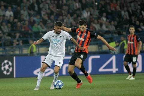 Midfielder Kerem Demirbay (L) of TSG 1899 Hoffenheim and midfielder Taras Stepanenko of FC Shakhtar Donetsk are seen in action during the UEFA Champions League Group F match at the Metalist Stadium, Kharkiv, northeastern Ukraine, September 19, 2018. Ukrinform. Shakhtar 2-2 Hoffenheim in Kharkiv  Copyright: xVyacheslavxMadiyevskyyx