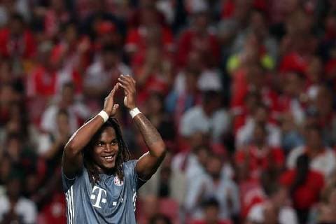 Sport Bilder des Tages September 19, 2018 - Lisbon, Portugal - Bayern Munich s midfielder Renato Sanches from Portugal (35) celebrates after scoring during the UEFA Champions League Group E football match SL Benfica vs Bayern Munich at the Luz stadium in Lisbon, Portugal on September 19, 2018. SL Benfica v FC Bayern Muenchen - UEFA Champions League  - ZUMAn230 20180919_zaa_n230_229 Copyright: xPedroxFiuzax