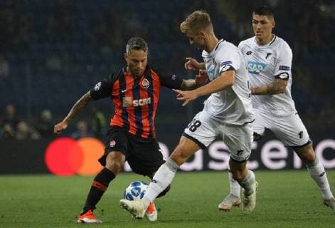 Midfielder Marlos (L) of FC Shakhtar Donetsk isseen in action with players of TSG 1899 Hoffenheim during the UEFA Champions League Group F match at the Metalist Stadium, Kharkiv, northeastern Ukraine, September 19, 2018. Ukrinform.  Copyright: xDANILx