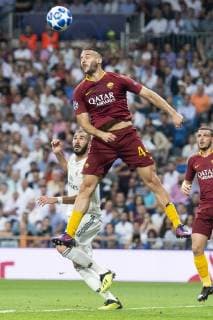 September 19, 2018 - Madrid, Spain - A.S.Roma Kostas Manolas during UEFA Champions League match between Real Madrid and A.S.Roma at Santiago Bernabeu Stadium in Madrid, Spain. September 19, 2018. Real Madrid v AS Roma - UEFA Champions League Group G  - ZUMAn230 20180919_zaa_n230_255 Copyright: xCoolmediax