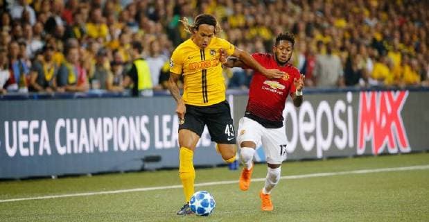 19 09 2018 Stade de Suisse Bern SWITZERLAND Season 2018 2019 Men Football UEFA Champions League Group match BSC Young Boys Bern Manchester United Kevin Mbabu left Young Boys against Fred Manchester