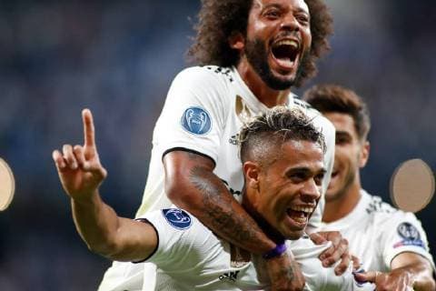 September 19, 2018 - Mariano of Real Madrid celebrates the first goal with the team during the Champions League football match between Real Madrid and AS Roma on September 19th, 2018 at Santiago Bernabeu stadium in Madrid, Spain. Soccer: Champions League - Real Madrid v AS Roma - ZUMAa181 20180919_zaa_a181_103 Copyright: xAFP7x