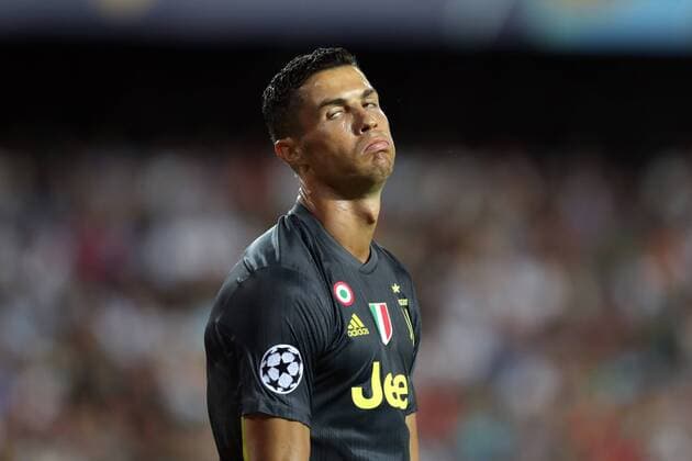 September 19, 2018 - Valencia, Spain - Cristiano Ronaldo of Juventus FC reacts during the UEFA Champions League, Group H football match between Valencia CF and Juventus FC on September 19, 2018 at Mestalla stadium in Valencia, Spain Football - UEFA Champions League - Valencia CF vs Juventus FC  - ZUMAb169 20180919_zaa_b169_023 Copyright: xManuelxBlondeau Aop.Pressx
