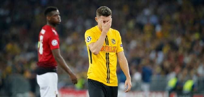 19 09 2018 Stade de Suisse Bern SWITZERLAND Season 2018 2019 Men Soccer UEFA Champions League Group match BSC Young Boys Bern Manchester United Christian Fassnacht Young Boys