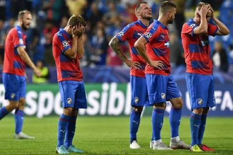 Disappointed Viktoria players stand on the pitch after the 1st round, Group G, Champions League match FC Viktoria Plzen vs CSKA Moscow in Pilsen, Czech Republic, on September 19, 2018. (CTKxPhoto MichalxKamaryt) CTKPhotoP201809191126401  kmt 4
