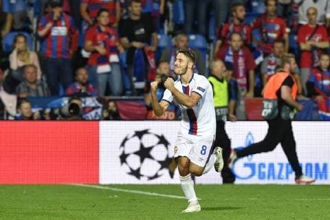 Nikola Vlasic of CSKA celebrates the goal during the 1st round, Group G, Champions League match FC Viktoria Plzen vs CSKA Moscow in Pilsen, Czech Republic, on September 19, 2018. (CTKxPhoto MichalxKamaryt) CTKPhotoP201809191135701  kmt 6