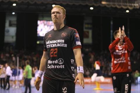 Photo losers Flensburg after the final whistle skeptical expression at Anders Zachariassen handball men 1 Bundesliga on Wed 19 09 2018 Flensburg HC Zagreb