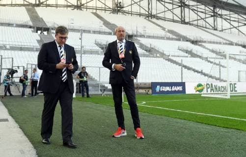 20 09 2018 xjhx Football UEFA Europa League Olympique Marseille Eintracht Frankfurt emporer Axel Hellmann Deputy Chairman of the Executive Board Member of Eintracht Frankfurt Fußball AG President Peter Fischer Eintracht Frankfurt DFL DFB REGULATIONS PROHIBIT ANY USE OF PHOTOGRAPHS as IMAGE SEQUENCES and or QUASI VIDEO Marseille