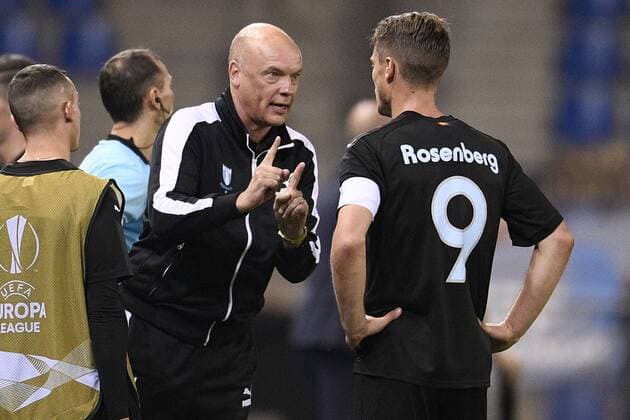 Malmo FF s head coach German Uwe Rosler and Malmo FF s forward Markus Rosenberg pictured during the match between Belgian soccer team KRC Genk and Swedish club Malmo FF in Genk, Thursday 20 September 2018, on day one of the UEFA Europa League group stage. YORICKxJANSENS  x05430162x