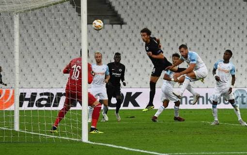 20 09 2018 xjhx Soccer UEFA Europa League Olympique Marseille Eintracht Frankfurt emporer Yohann Pele Olympique Marseille Lucas Torro Eintracht Frankfurt Goal scored the goal for the 1 1 DFB DFB REGULATIONS PROHIBIT ANY USE OF PHOTOGRAPHS as IMAGE SEQUENCES and or QUASI VIDEO Marseille