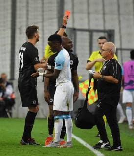 20 09 2018 xjhx Football UEFA Europa League Olympique Marseille Eintracht Frankfurt emporer Jetro Willems Eintracht Frankfurt A red card for a red card is received. DFL DFB REGULATIONS PROHIBIT ANY USE OF PHOTOGRAPH as IMAGE SEQUENCES and or QUASI VIDEO Marseille