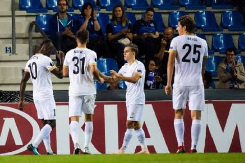 180920 Mbwana Samatta of Genk celebrates scoring 2 0 during the Europa League group stage match between Genk and Malmö FF on September 20, 2018 in Genk Photo Ludvig Thunman BILDBYRAN Code LT 35538  Copyright: LUDVIGxTHUNMAN BB180920LT066