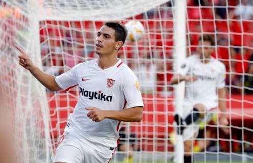 Sevilla s French striker Wissam Ben Yedder jubilates a goal during the UEFA Europa League groups phase match between Sevilla and Standard Lieja, at the Sanchez Pizjuan stadium, in Seville, Andalusia, Spain, 20 September 2018. Sevilla vs. Standard Leija !ACHTUNG: NUR REDAKTIONELLE NUTZUNG!  Copyright: xJulioxMunozx SEV18 20180920-636730728990464606