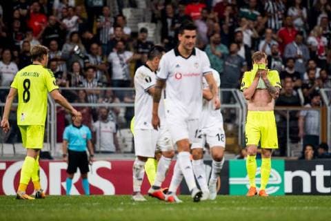 180920 Joonas Tamm of Sarpsborg 08 looks dejected after the 3 0 goal during the Europe League match between Besiktas and Sarpsborg 08 on September 20 2018 in Istanbul Photo Fredrik Varfjell BILDBYRAN Code FV 150142  Copyright: FREDRIKxVARFJELL BB180920FV065