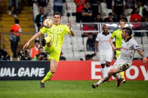 180920 Jorgen Strand Larsen or Sarpsborg 08 during the Europe League match between Besiktas and Sarpsborg 08 on September 20, 2018 in Istanbul Photo Fredrik Varfjell BILDBYRAN Code FV 150142  Copyright: FREDRIKxVARFJELL BB180920FV068