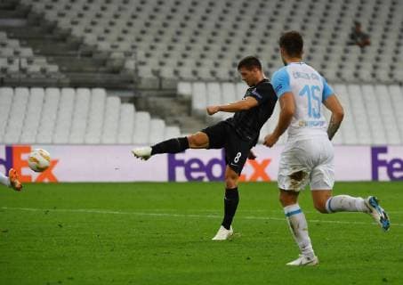 20 09 2018 xjhx Soccer UEFA Europa League Olympique Marseille Eintracht Frankfurt emporer Luka Jovic Eintracht Frankfurt Goal scored the goal for the 1 2 DFB DFB REGULATIONS PROPHIBIT ANY USE OF PHOTOGRAPHS as IMAGE SEQUENCES and or QUASI VIDEO Marseille
