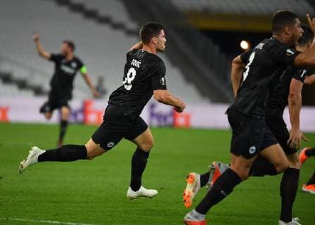 20 09 2018 xjhx Football UEFA Europa League Olympique Marseille Eintracht Frankfurt emporer Luka Jovic Eintracht Frankfurt celebrate the goal 1 2 DFL DFB REGULATIONS PROHIBIT ANY USE OF PHOTOGRAPHS as IMAGE SEQUENCES and or QUASI VIDEO Marseille