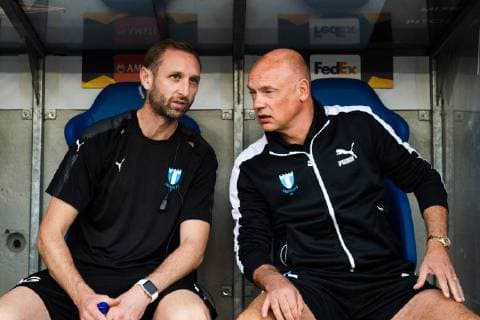 180920 Assistant coach Jens Fjellström and head coach Uwe Rösler ahead of the Europe League group stage match between Genk and Malmö FF on September 20, 2018 in Genk Photo Ludvig Thunman BILDBYRAN code LT 35538  Copyright: LUDVIGxTHUNMAN BB180920LT077