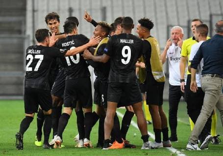 20 09 2018 xjhx Football UEFA Europa League Olympique Marseille Eintracht Frankfurt emporer Luka Jovic Eintracht Frankfurt celebrate the goal 1 2 DFL DFB REGULATIONS PROHIBIT ANY USE OF PHOTOGRAPHS as IMAGE SEQUENCES and or QUASI VIDEO Marseille