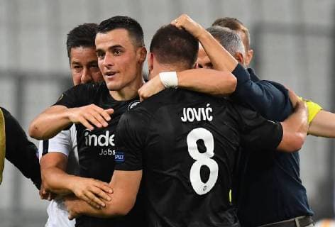 20 09 2018 xjhx Football UEFA Europa League Olympique Marseille Eintracht Frankfurt emporer Luka Jovic Eintracht Frankfurt celebrate the goal 1 2 DFL DFB REGULATIONS PROHIBIT ANY USE OF PHOTOGRAPHS as IMAGE SEQUENCES and or QUASI VIDEO Marseille