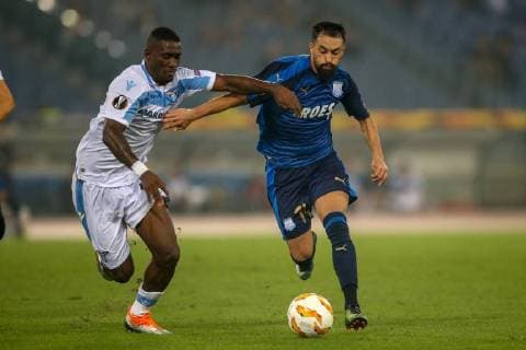 FuÃŸball, EL, Lazio Rom - Apollon Limassol 20th September 2018, Stadio Olimpico, Rome, Italy; UEFA Europa League football, Lazio versus Apollon Limassol; Bastos of Lazio challenges Facundo Pereyra of Apollon Limassol  ActionPlus12064037 GiampieroxSposito