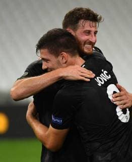 20 09 2018 xjhx Football UEFA Europa League Olympique Marseille Eintracht Frankfurt emporer Luka Jovic Eintracht Frankfurt David Abraham Eintracht Frankfurt DFL DFB REGULATIONS PROHIBIT ANY USE OF PHOTOGRAPH as IMAGE SEQUENCES and or QUASI VIDEO Marseille