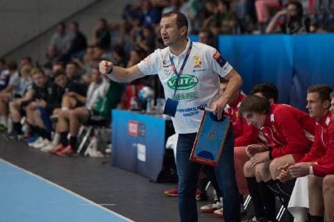 Velux EHF Champions League Wacker Thun Riihimäen Cocks Gümligen 20 09 2018 Handball Velux EHF Champions League Season 2018 2019 Wacker Thun Riihimäen Cocks Riihimäen Cocks coach Gintaras Savukynas