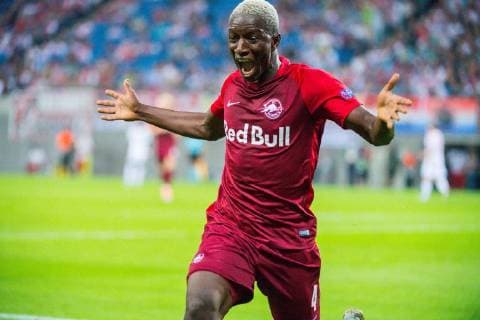 UEFA Europa League RB Leipzig GER vs. FC Salzburg AUT 20 09 2018 Red Bull Arena Leipzig GER UEFA Europa League RB Leipzig GER vs. FC Salzburg AUT im Bild Jubilant goal scorer to 0 2 for FC Salzburg by Amadou Haidara 4 FC Salzburg nordphotoxDostmann nph00325